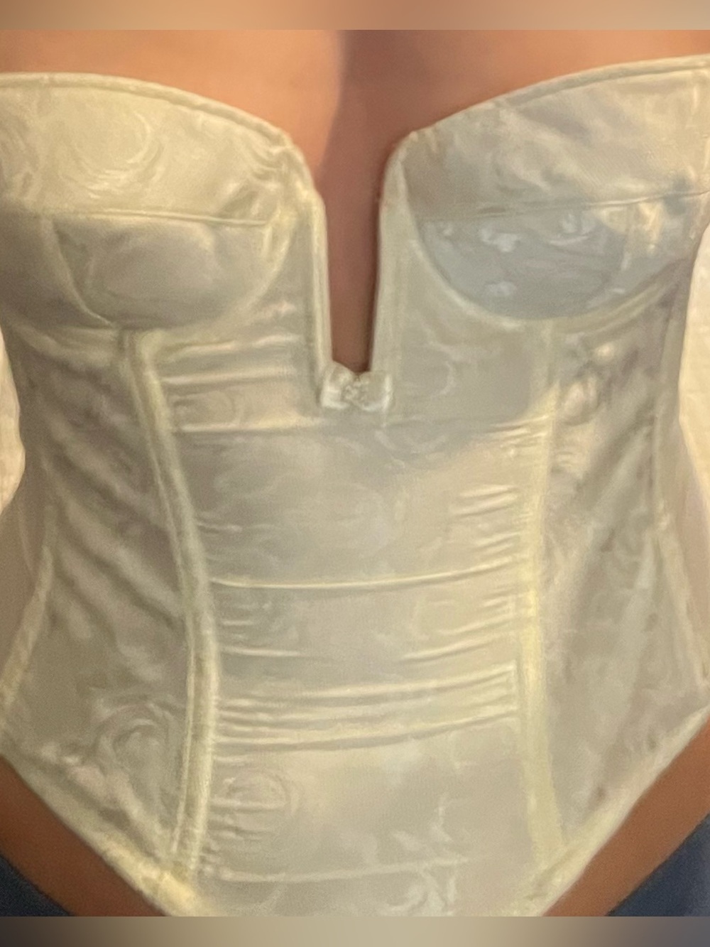 Felina Ivory Floral Jacquard Plunge Corset Top 34A